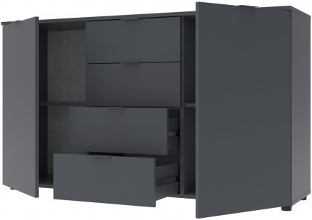 Комод у спальню Doros Рон 5 140х38х81 см Графіт (DRS-011301) Комод у спальню Doros Рон 5 140х38х81 см Графіт (DRS-011301)