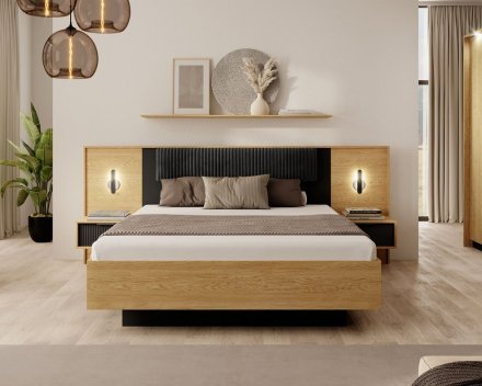 Ліжко (каркас) Perfect Home Балтик / Baltic 160 з м'яким ізголів'ям двоспальне Дуб балтик/чорний (PFH-091380) Ліжко (каркас) Perfect Home Балтик / Baltic 160 з м'яким ізголів'ям двоспальне Дуб балтик/чорний (PFH-091380)