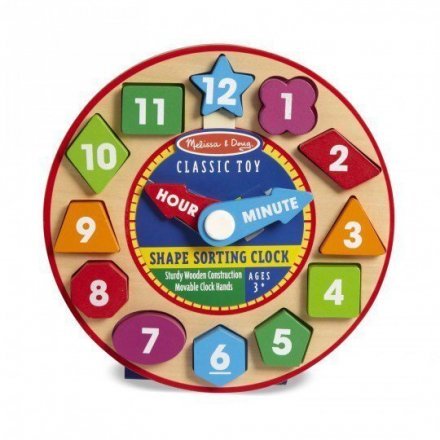 Часы-сортировщик NEW Melissa & Doug Shape Sorting Clock MD18593