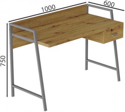 Письмовий стіл Ferrum-decor Комфорт 750x1000x600 Сірий метал ДСП Дуб Артизан 32 мм (FRD-103434) Письмовий стіл Ferrum-decor Комфорт 750x1000x600 Сірий метал ДСП Дуб Артизан 32 мм (FRD-103434)
