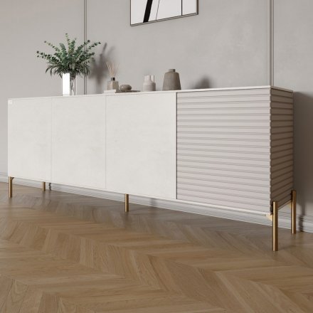 Комод на золотих металевих ніжках LION Грей 204x38x76,5 см Бетон Style/Кашемір (LION-042643)