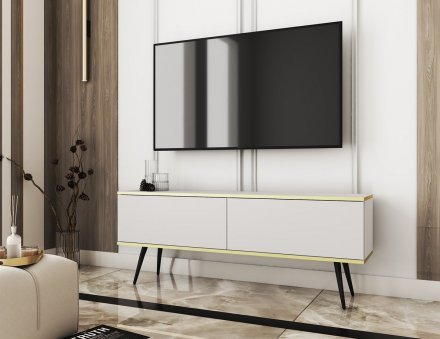 Тумба під телевізор Perfect Home Оро / Oro 2-дверна з чорними ніжками RTV135 Білий (PFH-091324)