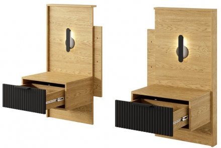 Тумби приліжкові 2 шт. Perfect Home Балтик / Baltic 1S/49 з 1 шухлядою та підсвіткою Дуб балтик/чорний (PFH-091378) Тумби приліжкові 2 шт. Perfect Home Балтик / Baltic 1S/49 з 1 шухлядою та підсвіткою Дуб балтик/чорний (PFH-091378)