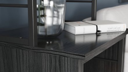 Стіл-тумба трансформер Смарт 3/2 з етажеркою Ferrum-decor 1430x1450x600 Чорний метал ДСП Сосна Кембра 16 мм (FRD-105118)