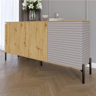 Комод закритий у вітальню на чорних металевих ніжках LION Грей 154x38x76,5 см Дуб Артизан/Кашемір (LION-041809) Комод закритий у вітальню на чорних металевих ніжках LION Грей 154x38x76,5 см Дуб Артизан/Кашемір (LION-041809)