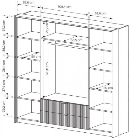 Шафа для одягу Perfect Home Балтик / Baltic 4D2S/220 4-дверна з дзеркалом Дуб балтик/чорний (PFH-091376)
