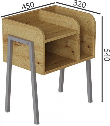 Тумба модульна Ferrum-decor Амелі 540x450x320 метал Сірий ДСП Дуб Дуб Артизан 16 мм (FRD-103022)
