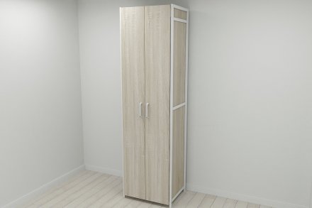 Шафа Гардероб Уні секція 6 серії Конект Ferrum-decor 220x60x50см Білий метал ДСП Дуб Сонома 16 мм (FRD-104581)