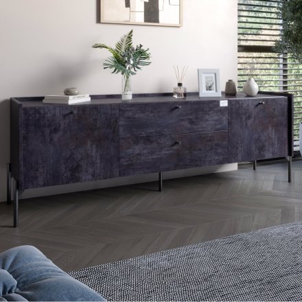 Тумба під телевізор з шухлядами LION Wood з чорними ніжками 160х65х40 см Бетон темний (LION-043124) Тумба під телевізор з шухлядами LION Wood з чорними ніжками 160х65х40 см Бетон темний (LION-043124)
