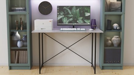 Стіл письмовий Line Лайт Ferrum-decor 750x1200x600 Чорний метал ДСП Бетон 16 мм (FRD-104863)