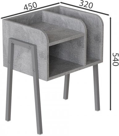 Тумба модульна Ferrum-decor Амелі 540x450x320 метал Сірий ДСП Бетон 16 мм (FRD-103023)