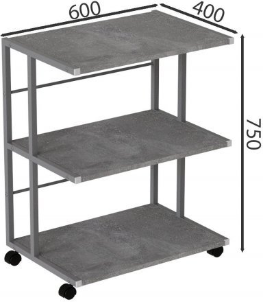 Етажерка на коліщатках Ferrum-decor Каміло 75x40x60 метал Сірий ДСП Бетон 16мм (FRD-102553) Етажерка на коліщатках Ferrum-decor Каміло 75x40x60 метал Сірий ДСП Бетон 16мм (FRD-102553)