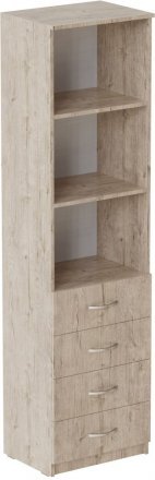 Пенал Анжело Ferrum-decor на 3 полиці з 4 шухлядами 1900x500x380 ДСП Дуб Сан-Марино 16 мм (FRD-104961)