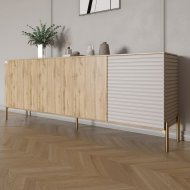 Комод на золотих металевих ніжках LION Грей 204x38x76,5 см Дуб Аппалачі/Кашемір (LION-042649)