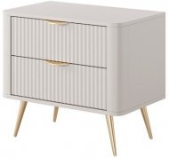 Тумба приліжкова Perfect Home Ланте / Lante з 2 шухлядами і золотими ніжками 2S Беж (PFH-091123)
