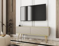 Тумба під телевізор Perfect Home Оро / Oro 2-дверна з золотими ніжками RTV135 MDF Бежевий (PFH-091331) Тумба під телевізор Perfect Home Оро / Oro 2-дверна з золотими ніжками RTV135 MDF Бежевий (PFH-091331)