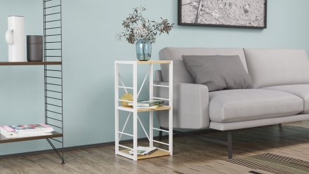 Етажерка 3/34 Ferrum-decor Серії Конект 73x34x28 білий ДСП Дуб Артизан 16мм (FRD-104297)