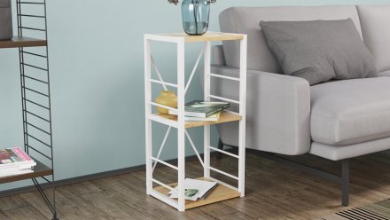 Етажерка 3/34 Ferrum-decor Серії Конект 73x34x28 білий ДСП Дуб Артизан 16мм (FRD-104297)