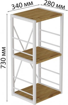 Етажерка 3/34 Ferrum-decor Серії Конект 73x34x28 білий ДСП Дуб Артизан 16мм (FRD-104297)