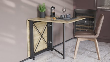 Стіл-книга трансформер Оріон 2 Ferrum-decor 750x1520x730 Чорний метал ДСП Дуб Сонома 16 мм (FRD-104586)