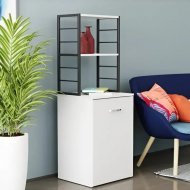 Стіл-тумба трансформер Смарт 4/1 з етажеркою Ferrum-decor 1430x1450x500 Чорний метал ДСП Біле 16 мм (FRD-105123)
