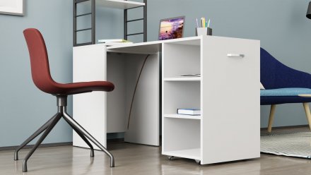 Стіл-тумба трансформер Смарт 4/1 з етажеркою Ferrum-decor 1430x1450x500 Чорний метал ДСП Біле 16 мм (FRD-105123) Стіл-тумба трансформер Смарт 4/1 з етажеркою Ferrum-decor 1430x1450x500 Чорний метал ДСП Біле 16 мм (FRD-105123)