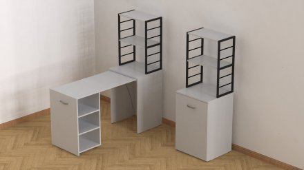 Стіл-тумба трансформер Смарт 4/1 з етажеркою Ferrum-decor 1430x1450x500 Чорний метал ДСП Біле 16 мм (FRD-105123) Стіл-тумба трансформер Смарт 4/1 з етажеркою Ferrum-decor 1430x1450x500 Чорний метал ДСП Біле 16 мм (FRD-105123)
