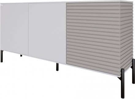 Комод закритий у вітальню на чорних металевих ніжках LION Грей 154x38x76,5 см Німфея Альба (білий)/Кашемір (LION-041814)