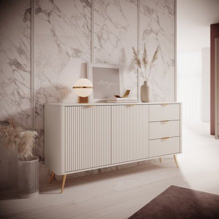 Комод Perfect Home Ланте / Lante 2-дверний з 3 шухлядами і золотими ніжками 2D3S/163 Беж (PFH-091180)