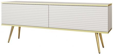 Тумба під телевізор Perfect Home Оро / Oro 2-дверна з золотими ніжками RTV135 MDF Білий (PFH-091329)