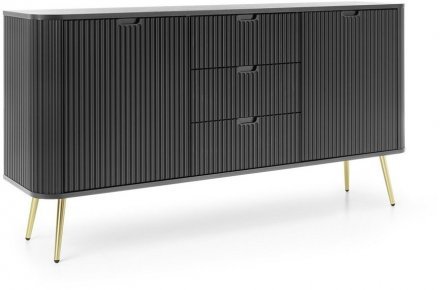 Комод Perfect Home Зова / Zova 2-дверний з 3 шухлядами і золотими ніжками KSZ168 Чорний (PFH-091371)