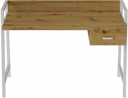 Письмовий стіл Ferrum-decor Комфорт 750x1000x600 Білий метал ДСП Дуб Артизан 32 мм (FRD-103441)