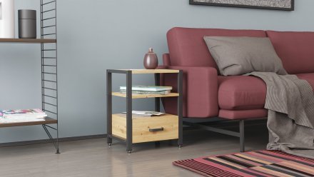 Тумба універсальна Ferrum-decor Вів'єн 1/1 50x41x40 чорний ДСП Дуб Артизан 16мм (FRD-104141) Тумба універсальна Ferrum-decor Вів'єн 1/1 50x41x40 чорний ДСП Дуб Артизан 16мм (FRD-104141)