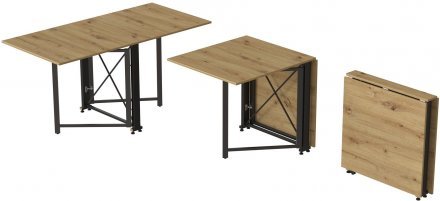 Стіл-книга трансформер Оріон 2 Ferrum-decor 750x1520x730 Чорний метал ДСП Дуб Артизан 16 мм (FRD-104588)