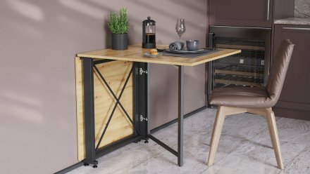 Стіл-книга трансформер Оріон 2 Ferrum-decor 750x1520x730 Чорний метал ДСП Дуб Артизан 16 мм (FRD-104588)