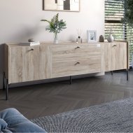 Тумба під телевізор з шухлядами LION Wood з чорними ніжками 160х65х40 см Дуб Сонома (LION-043129) Тумба під телевізор з шухлядами LION Wood з чорними ніжками 160х65х40 см Дуб Сонома (LION-043129)
