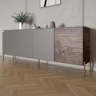 Комод на золотих металевих ніжках LION Грей 204x38x76,5 см Антрацит/Дерево (LION-042651)