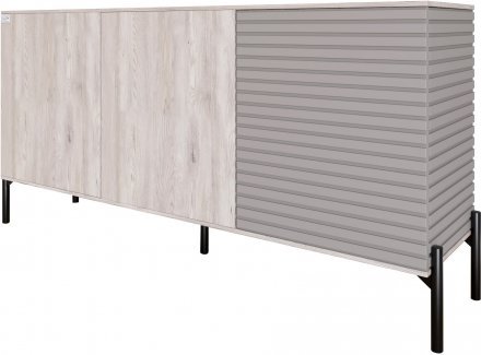 Комод закритий у вітальню на чорних металевих ніжках LION Грей 154x38x76,5 см Самоа Димчастий/Кашемір (LION-041816)