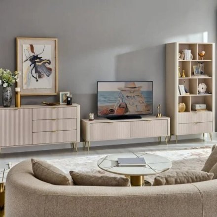 Комод Perfect Home Ланте / Lante 1-дверний з 3 шухлядами і золотими ніжками 1D3S/138 Беж (PFH-091116)
