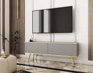 Тумба під телевізор Perfect Home Оро / Oro 2-дверна з золотими ніжками RTV135 MDF Сірий (PFH-091330) Тумба під телевізор Perfect Home Оро / Oro 2-дверна з золотими ніжками RTV135 MDF Сірий (PFH-091330)