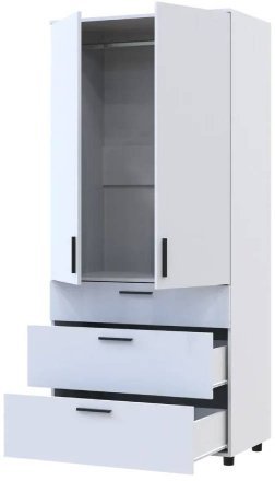 Шафа для одягу Doros Торн Білий 2 ДСП/3Ш (штанга) 90х51.6х200 (DRS-012021)