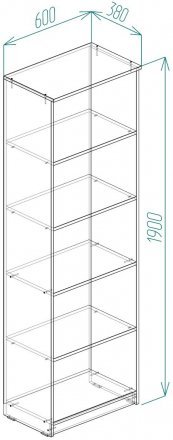 Шафа Анжело Ferrum-decor на 5 полиць 1900x600x380 ДСП Бетон 16 мм (FRD-104976)