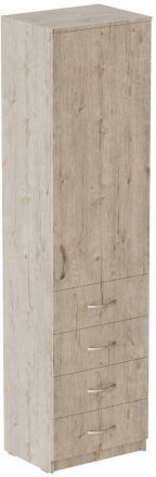 Пенал Анжело Ferrum-decor на 3 полиці з дверима та 4 ящиками 1900x500x380 ДСП Дуб Сан-Марино 16 мм (FRD-104966)