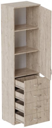 Пенал Анжело Ferrum-decor на 3 полиці з дверима та 4 ящиками 1900x500x380 ДСП Дуб Сан-Марино 16 мм (FRD-104966)