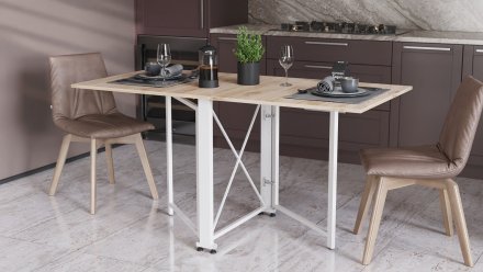 Стіл-книга трансформер Оріон 2 Ferrum-decor 750x1520x730 Білий метал ДСП Дуб Сан-Марино 16 мм (FRD-104591)