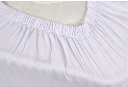 Простирадло Готель сатин страйп 1х1 білий Туреччина 100х200х25 на гумці svt-2000022296021