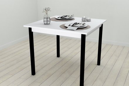 Стіл кухонний Ferrum-decor Дієго 75x80x80 Чорний ДСП Біле 16мм (FRD-106308)