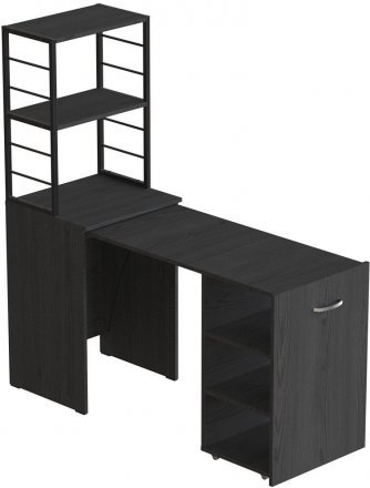 Стіл-тумба трансформер Смарт 4/1 з етажеркою Ferrum-decor 1430x1450x500 Чорний метал ДСП Сосна Кембра 16 мм (FRD-105125)