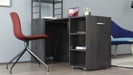 Стіл-тумба трансформер Смарт 4/1 з етажеркою Ferrum-decor 1430x1450x500 Чорний метал ДСП Сосна Кембра 16 мм (FRD-105125)