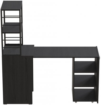 Стіл-тумба трансформер Смарт 4/1 з етажеркою Ferrum-decor 1430x1450x500 Чорний метал ДСП Сосна Кембра 16 мм (FRD-105125)